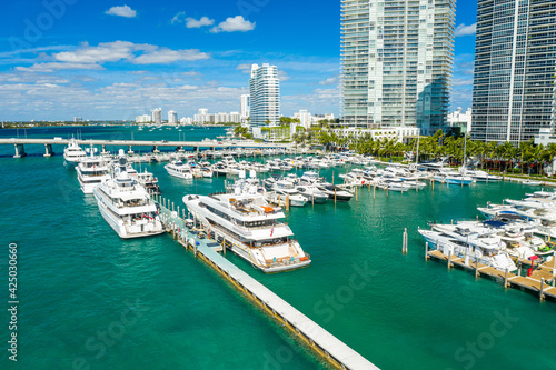 aerial drone view of Miami Beach marina in South Point © Cristian