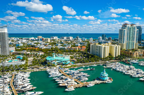 aerial drone view of Miami Beach marina in South Point © Cristian