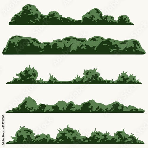 Green forest bushes collection