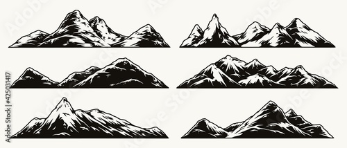 Mountains vintage monochrome collection