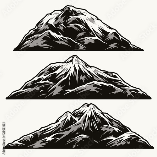 Mountains of different shapes vintage set