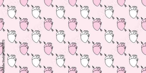Pink anatomical hearts seamless pattern vector background