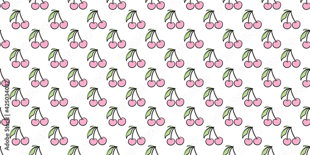 Cute cherry seamless vector pattern background