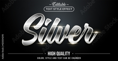 Editable text style effect - Silver text style theme.
