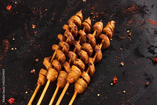 Kebab. Grilled barbecue gluten with spices.