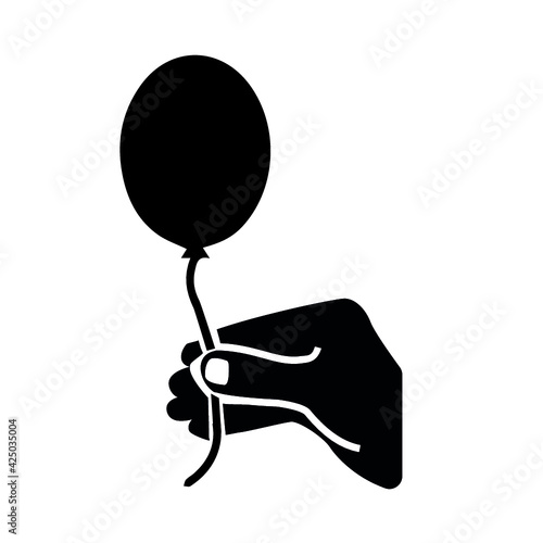 Hand holding baloon icon. Thumb up. Template dedicated to love and summer .