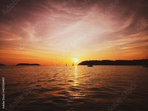 Sunset view on the boat, Phuket