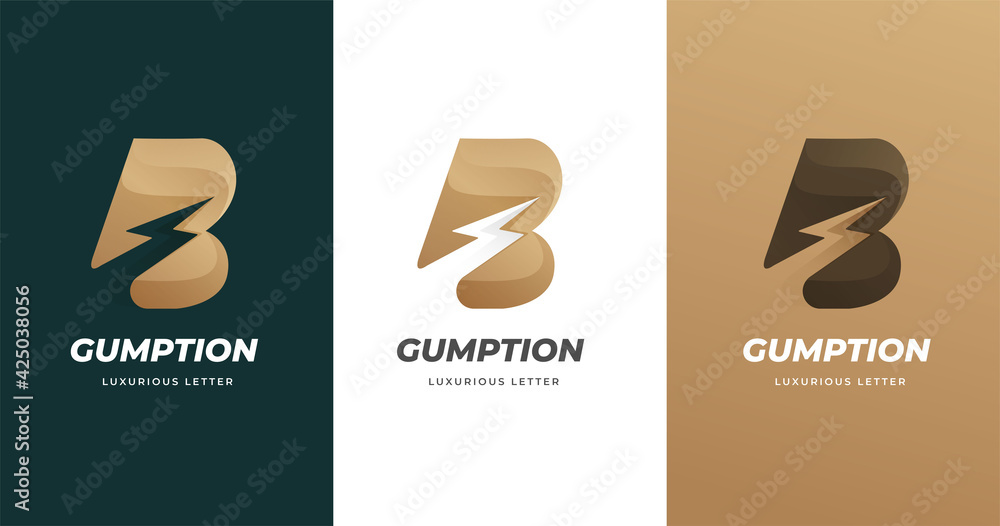 Fototapeta premium Letter B logo design with thunderbolt energy shape