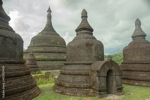 Stupa and pagoda was in the ancient Buddhist temple in Mrauk U Myanmar