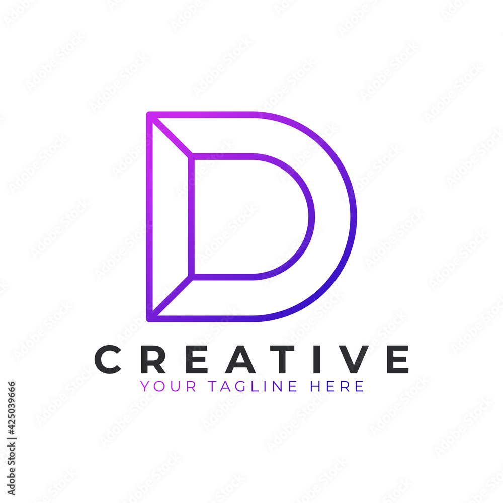 Initial Letter D line logo design. Geometric Line Style. Graphic alphabet symbol. Usable for Business and Branding Logos. Flat Vector Logo Design Ideas Template Element. Eps10 Vector