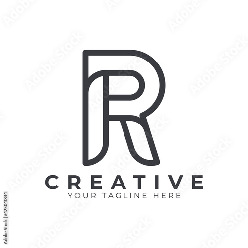 Initial Letter R line logo design. Geometric Line Style. Graphic alphabet symbol. Usable for Business and Branding Logos. Flat Vector Logo Design Ideas Template Element. Eps10 Vector
