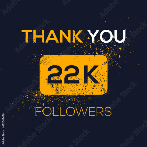 Creative Thank you (22k, 22000) followers celebration template design for social network and follower ,Vector illustration.