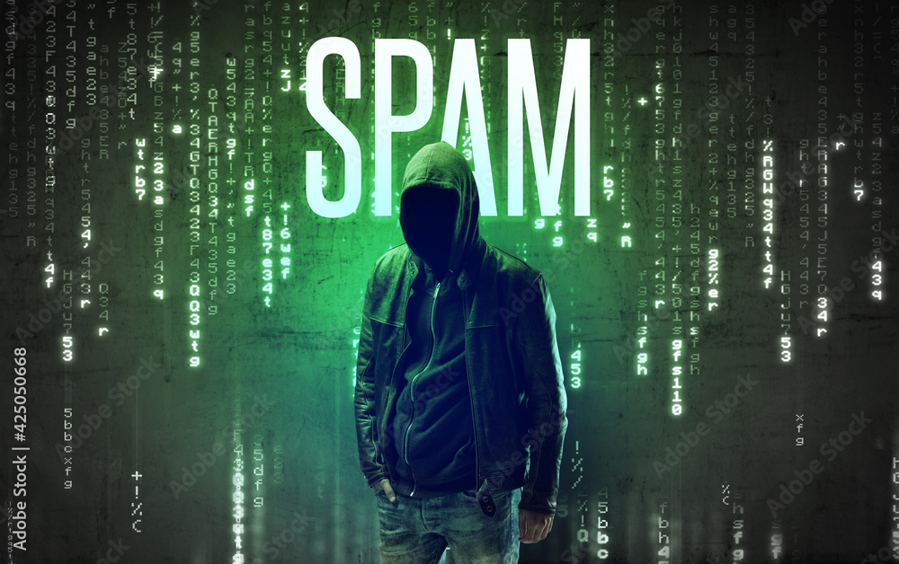 Faceless hacker with inscription concept Faceless hacker with inscription concept