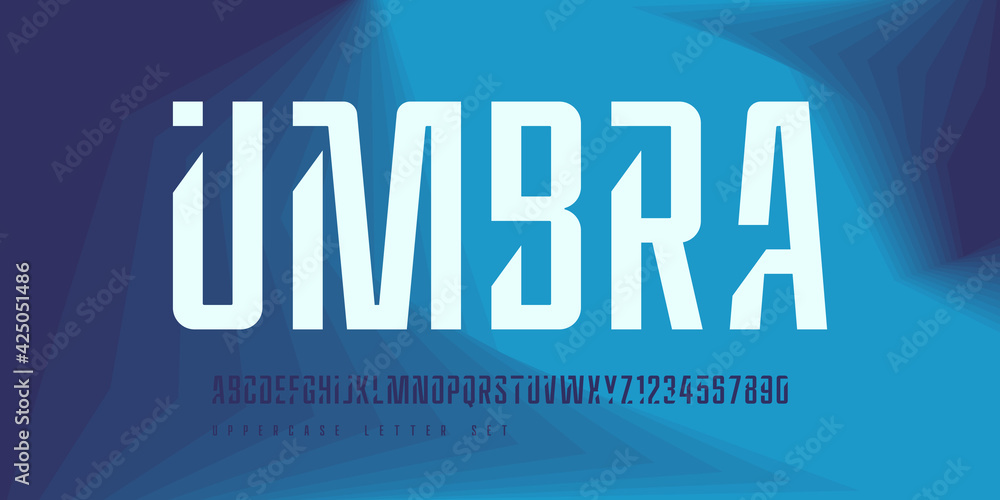 Vector stylish sans serif font, uppercase letter set, alphabet, typography