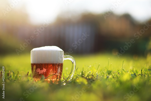 Wallpaper Mural mug of beer on the grass