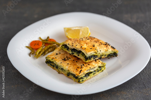  borek; traditional Turkish phyllo stuffed with spinach