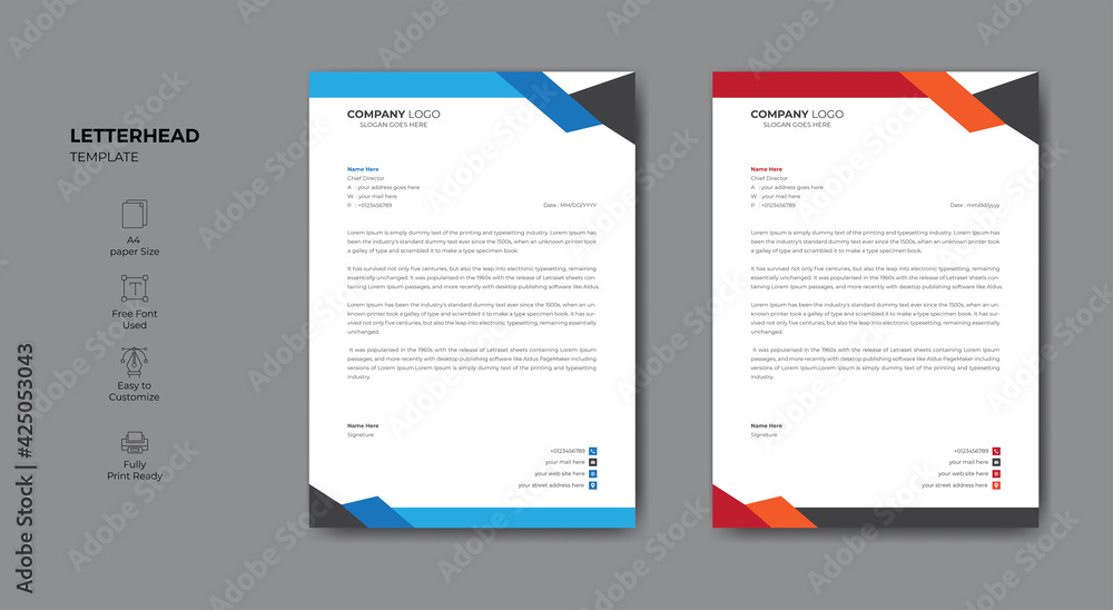 Corporate abstractbusiness letterheadtemplate. Letterhead design for your business or project.
