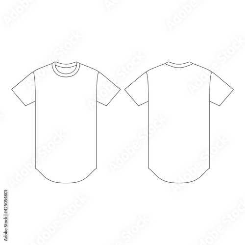 Obraz na plátně Template curved hem t-shirt vector illustration flat sketch design outline