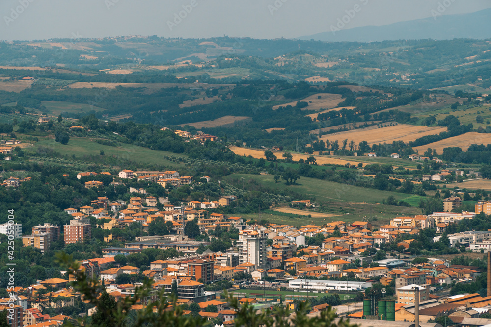 Narni Scalo (Terni, Umbria, Italy) - View of the industrial part of the city, highway bridge, distant view
