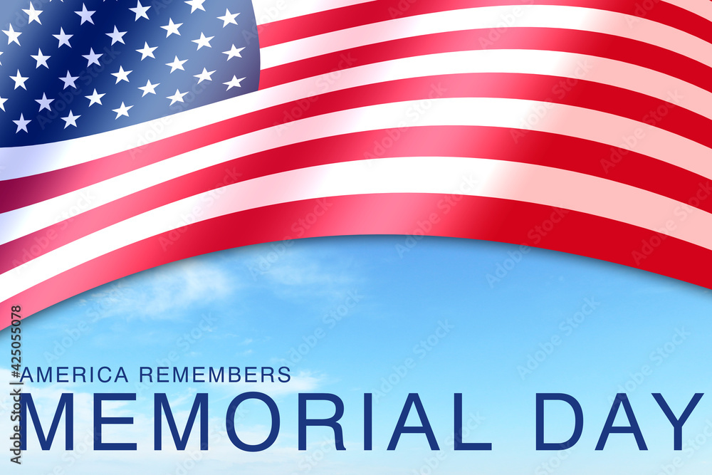 america remembers memorial red white blue flag day sign poster celebration card text and clouds