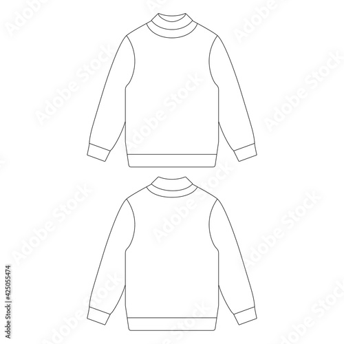 Template turtleneck sweater vector illustration flat sketch design outline