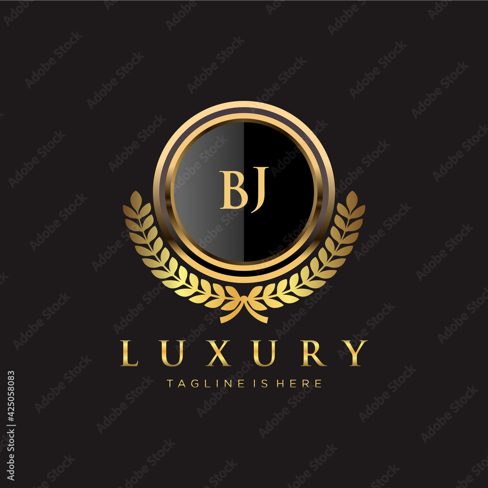 BJ Letter Initial with Royal Luxury Logo Template Stock Vector | Adobe ...
