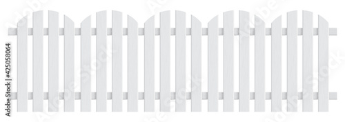 Retro white wooden plank fence vector illustration
