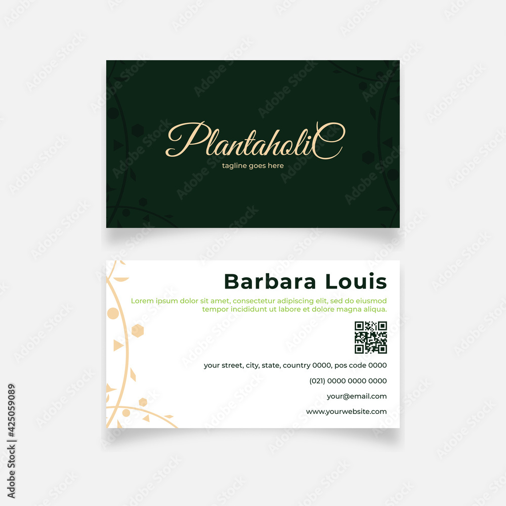 Beauty abstract vines business card design template vector ai, eps10