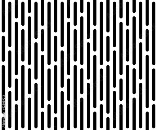 Geometric of vertical stripe pattern. Design random black on white background. Design print for illustration, texture, wallpaper, background.