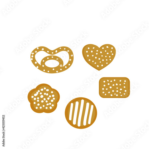 'Set of cookies cover by icing sugar  isolate on white background . Copy space for your text.