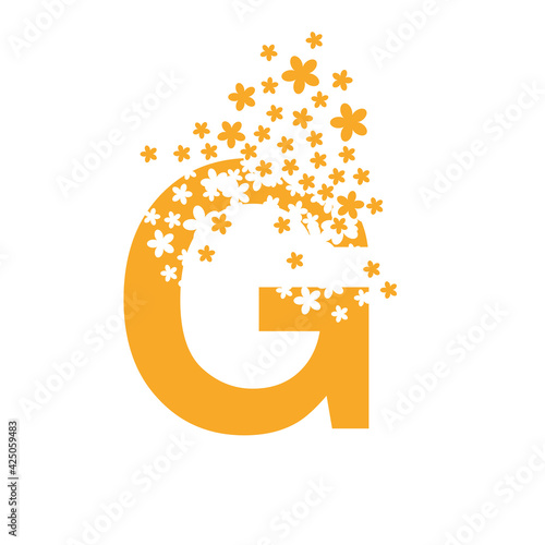 The letter G dissolves into a cloud of flowers