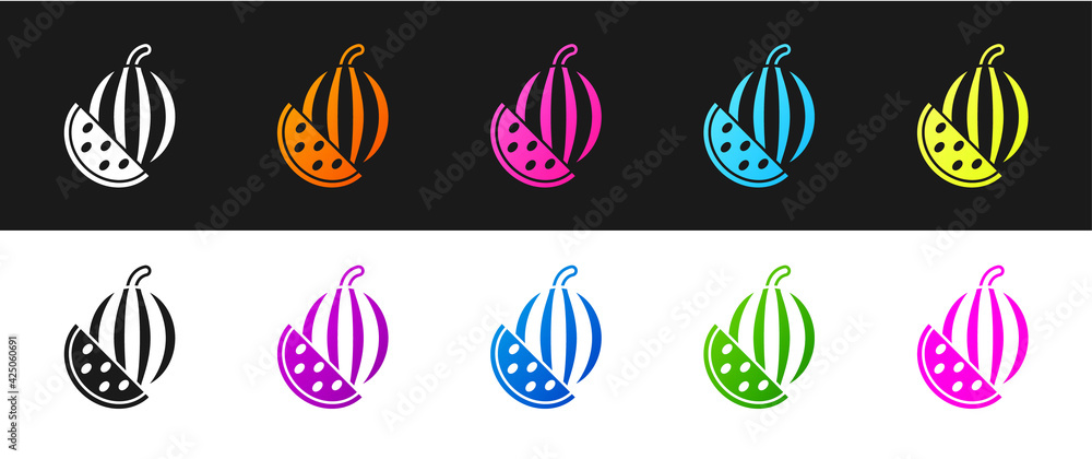 Set Watermelon icon isolated on black and white background. Vector Set Watermelon icon isolated on black and white background. Vector