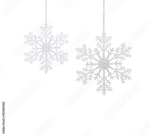 snowflakes christmas decoration isolated on white background with clipping path