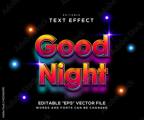 Good night glow style text effect 