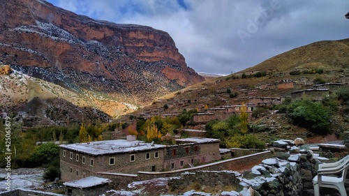 taghia village in winter , mountains of morocco