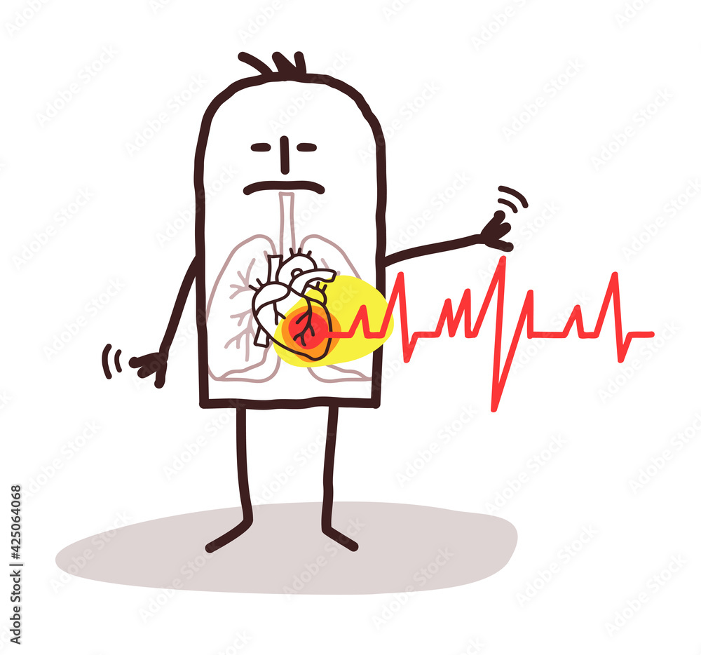 Cartoon Man suffering because of Cardiac problems Cartoon Man suffering because of Cardiac problems