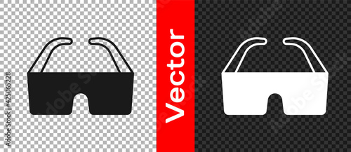 Black Safety goggle glasses icon isolated on transparent background. Vector