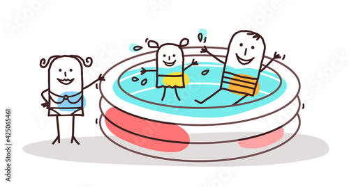 Cartoon People having fun in a Swimming-pool