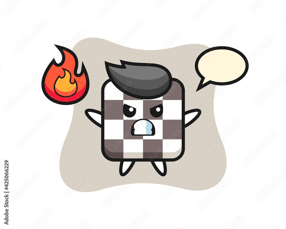 chess board character cartoon with angry gesture chess board character cartoon with angry gesture