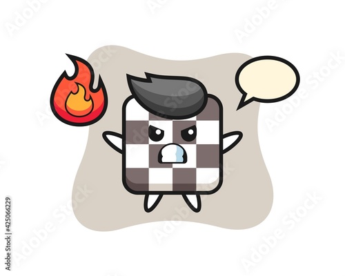 chess board character cartoon with angry gesture