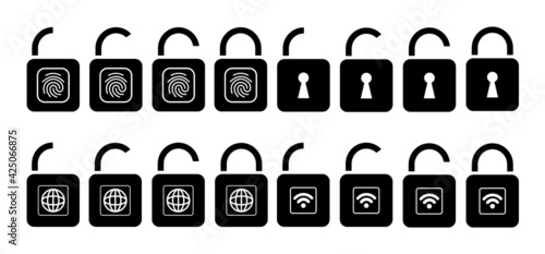 Icon Schloss Set Sicherheit set