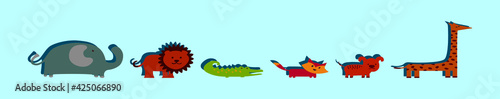 set of animals cartoon icon design template with various models. vector illustration isolated on blue background