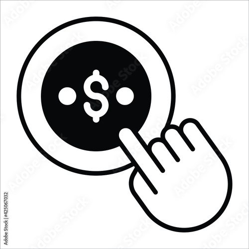 pay per click black filled icon modern illustration