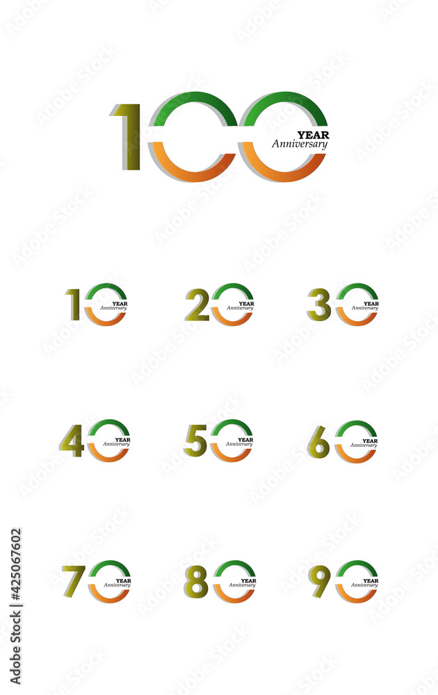 Set Year Anniversary Indian Them Color Vector Template Design Illustration