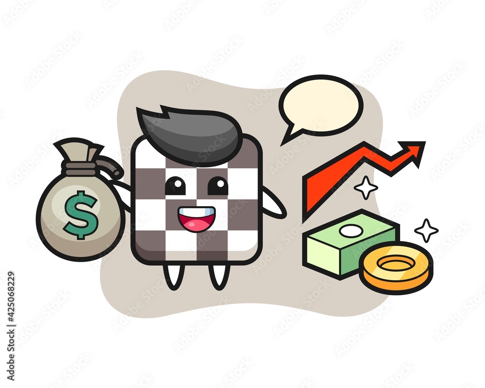 chess board illustration cartoon holding money sack chess board illustration cartoon holding money sack
