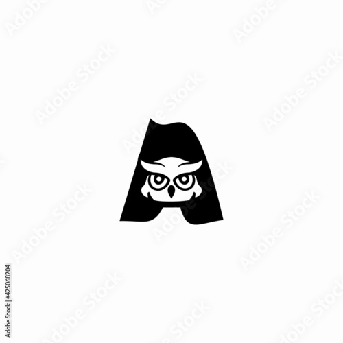 A Letter logo icon with owl icon design vector illustration