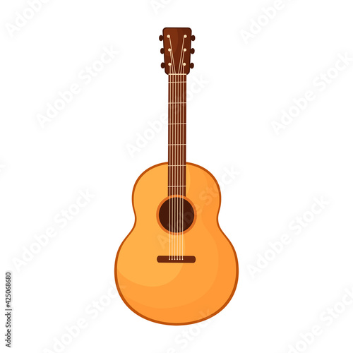 Vector illustration of cartoon guitar. Isolated on white background 