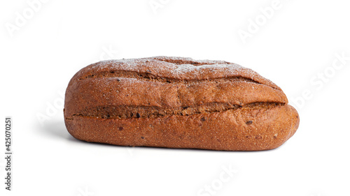 Rye loaf isolated on a white background.