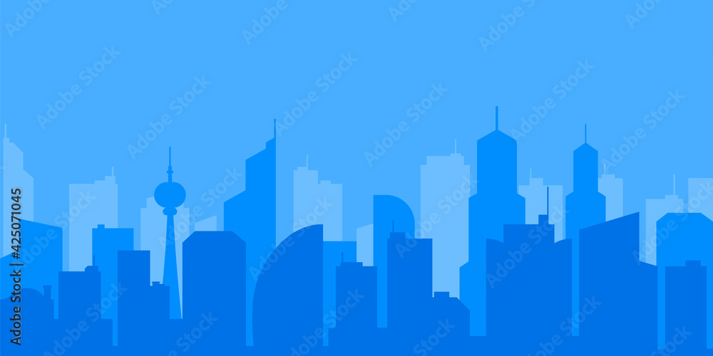 Blue silhouette skyscraper