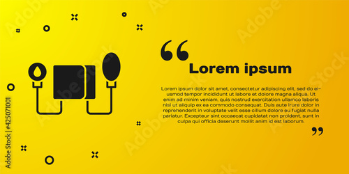 Black Blood pressure icon isolated on yellow background. Vector